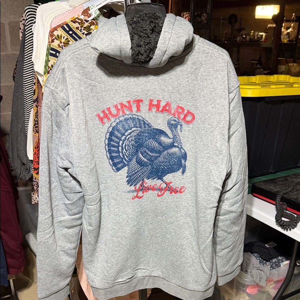 Custom Gray Hoodie Sherpa lined with Turkey Graphic